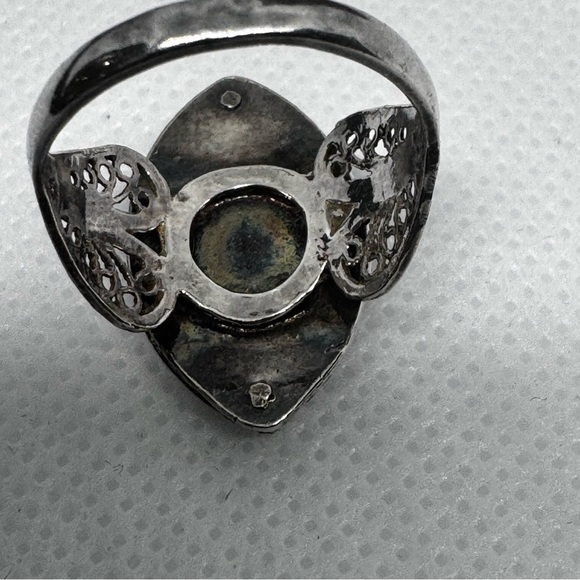 Sterling silver turkey 925 Diamond Shaped Filigree Ring size 7.25 - Picture 5 of 9
